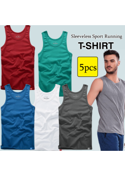 5 pcs Men Summer Fashion Style Cotton Solid Sleeveless Sport Running Vest Tank Top, TK01